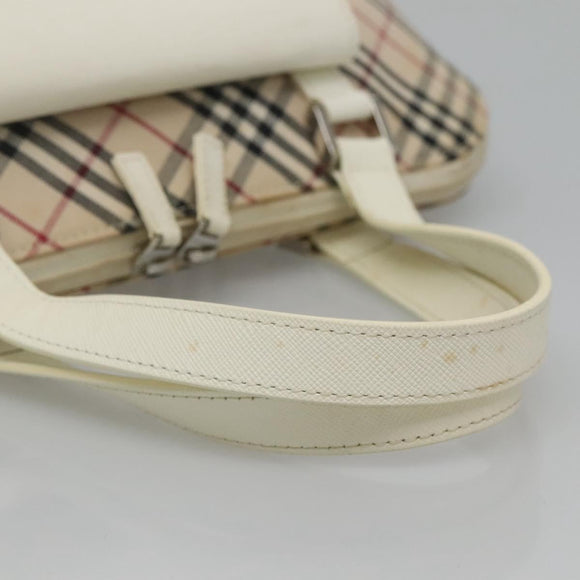 BURBERRY Nova Check Hand Bag Canvas Beige Auth BA1007