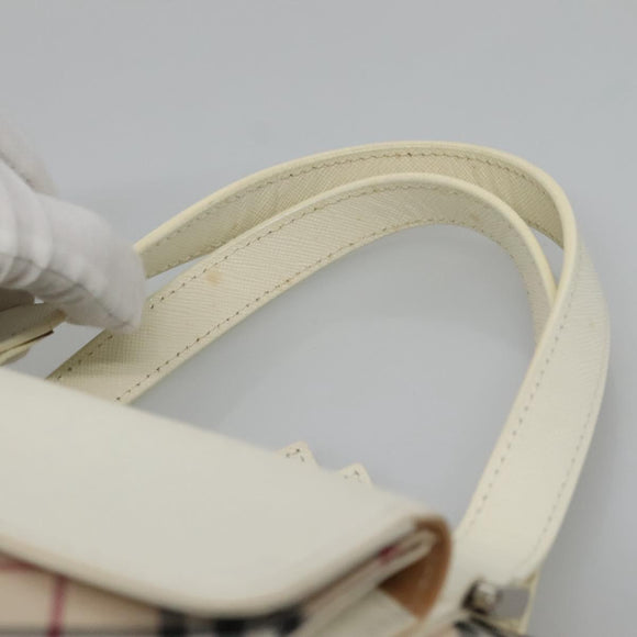 BURBERRY Nova Check Hand Bag Canvas Beige Auth BA1007