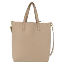 SAINT LAURENT Tote Bag Leather 2way Beige Gold Auth BA10070-13