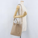 SAINT LAURENT Tote Bag Leather 2way Beige Gold Auth BA10070-22