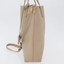 SAINT LAURENT Tote Bag Leather 2way Beige Gold Auth BA10070-3