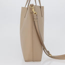SAINT LAURENT Tote Bag Leather 2way Beige Gold Auth BA10070-4