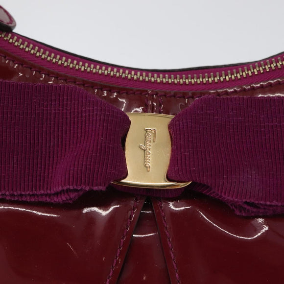 Salvatore Ferragamo Hand Bag Patent leather Purple Gold Auth BA10072