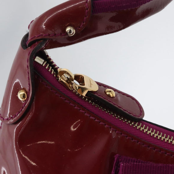 Salvatore Ferragamo Hand Bag Patent leather Purple Gold Auth BA10072