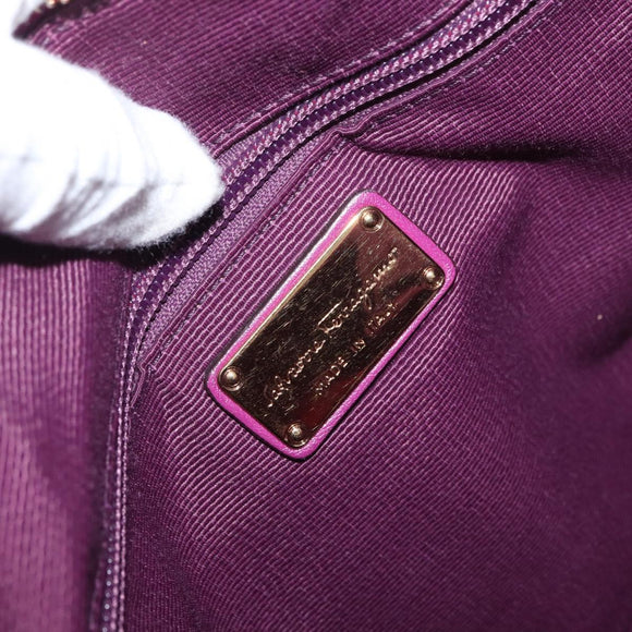 Salvatore Ferragamo Hand Bag Patent leather Purple Gold Auth BA10072