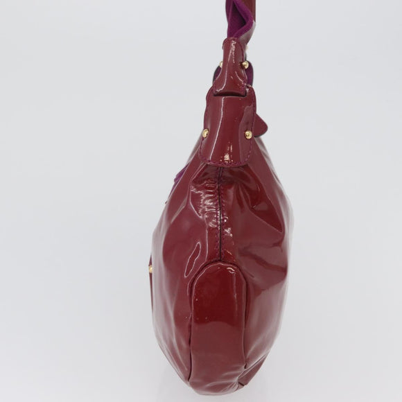 Salvatore Ferragamo Hand Bag Patent leather Purple Gold Auth BA10072