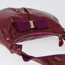 Salvatore Ferragamo Hand Bag Patent leather Purple Gold Auth BA10072-6