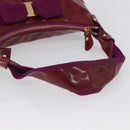 Salvatore Ferragamo Hand Bag Patent leather Purple Gold Auth BA10072-7