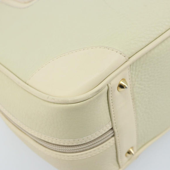 GUCCI Hand Bag Leather Ivory Gold Auth BA10073