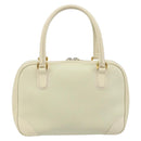 GUCCI Hand Bag Leather Ivory Gold Auth BA10073-2