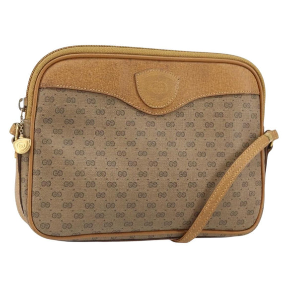 GUCCI Micro GG Supreme Shoulder Bag PVC Beige Gold 007 123 0428 Auth BA10077