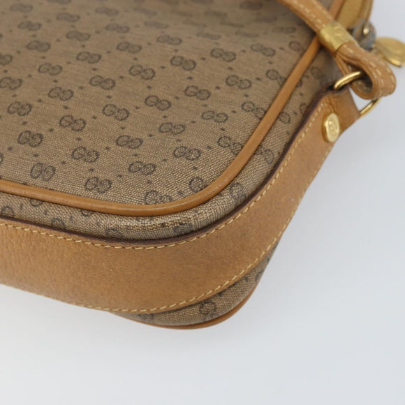 GUCCI Micro GG Supreme Shoulder Bag PVC Beige Gold 007 123 0428 Auth BA10077