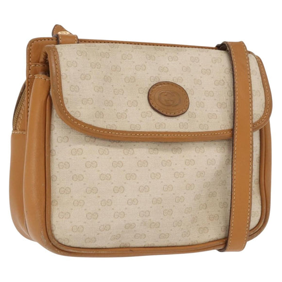 GUCCI Micro GG Supreme Shoulder Bag PVC Beige Gold 007 23 0114 Auth BA10078