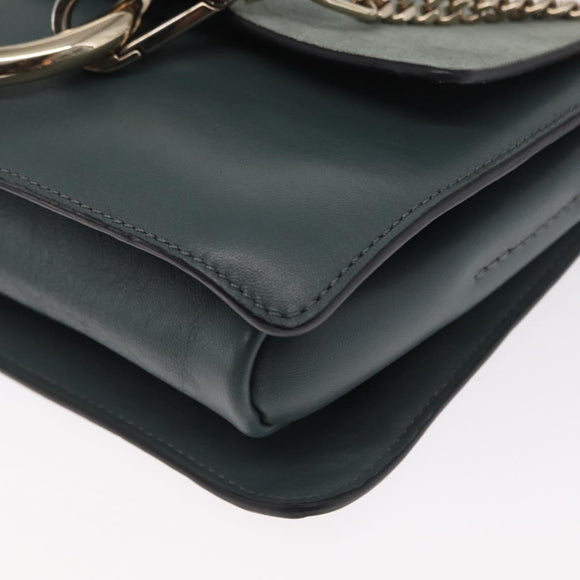 Chloe Fay Shoulder Bag Leather Suede Green Gold Auth BA10084