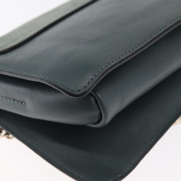 Chloe Fay Shoulder Bag Leather Suede Green Gold Auth BA10084