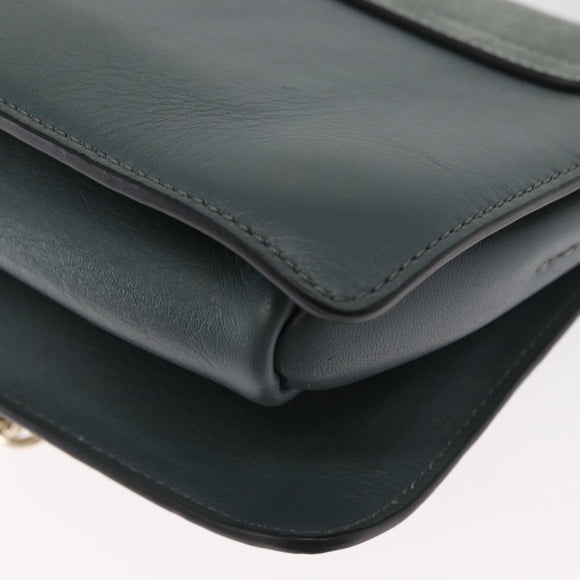 Chloe Fay Shoulder Bag Leather Suede Green Gold Auth BA10084