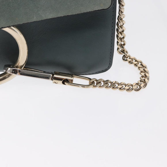 Chloe Fay Shoulder Bag Leather Suede Green Gold Auth BA10084