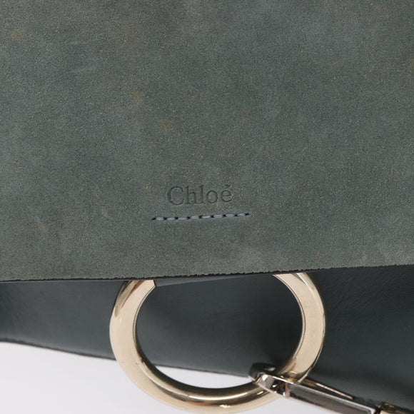 Chloe Fay Shoulder Bag Leather Suede Green Gold Auth BA10084