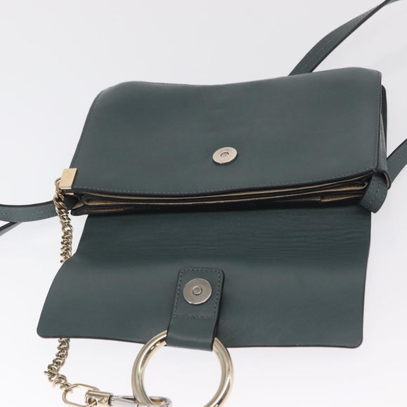 Chloe Fay Shoulder Bag Leather Suede Green Gold Auth BA10084