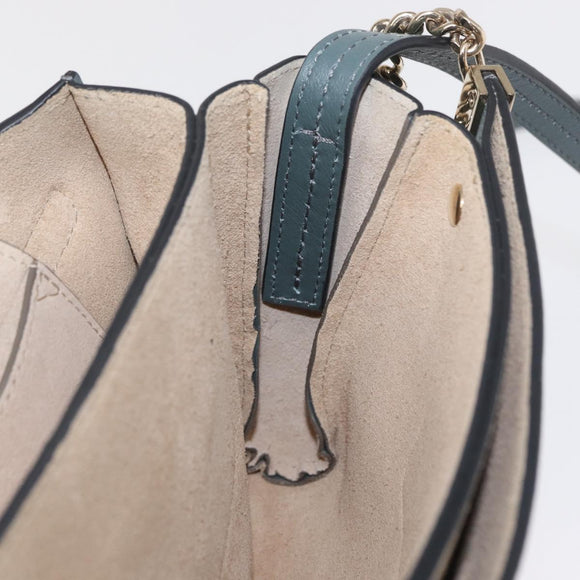 Chloe Fay Shoulder Bag Leather Suede Green Gold Auth BA10084