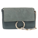 Chloe Fay Shoulder Bag Leather Suede Green Gold Auth BA10084-2