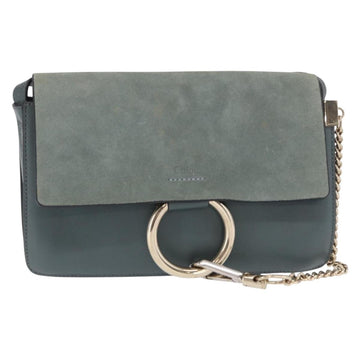 Chloe Fay Shoulder Bag Leather Suede Green Gold Auth BA10084 - 0