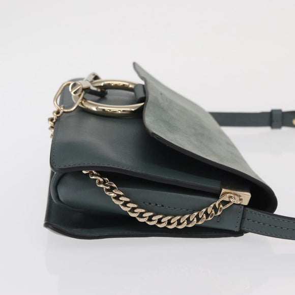 Chloe Fay Shoulder Bag Leather Suede Green Gold Auth BA10084