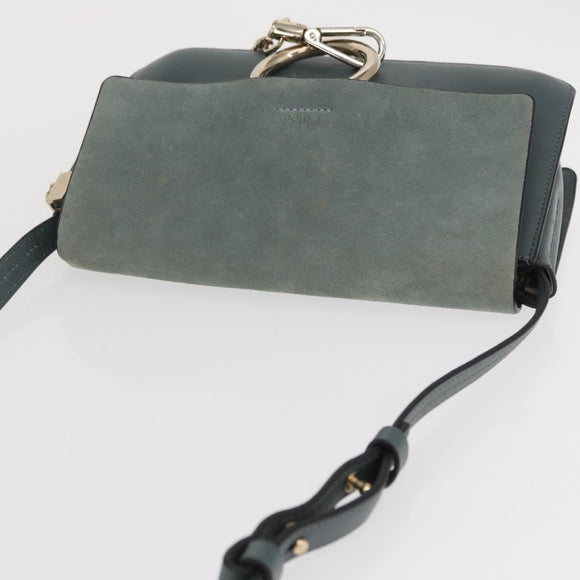 Chloe Fay Shoulder Bag Leather Suede Green Gold Auth BA10084