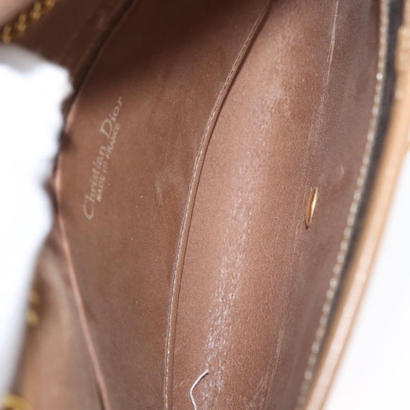 Christian Dior Honeycomb Canvas Chain Shoulder Bag PVC Black Gold Auth BA10086