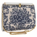 BALLY Chain Shoulder Bag Canvas Navy Gold Auth BA10088-1