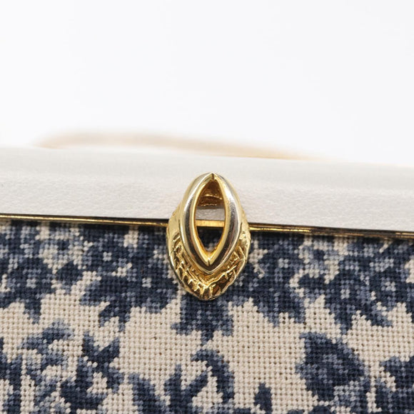 BALLY Chain Shoulder Bag Canvas Navy Gold Auth BA10088