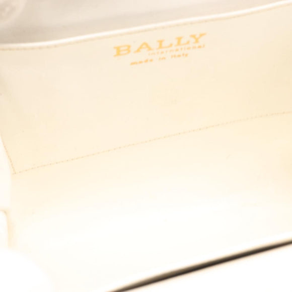 BALLY Chain Shoulder Bag Canvas Navy Gold Auth BA10088