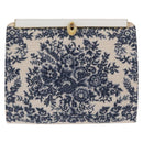 BALLY Chain Shoulder Bag Canvas Navy Gold Auth BA10088-2