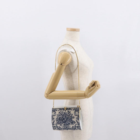 BALLY Chain Shoulder Bag Canvas Navy Gold Auth BA10088