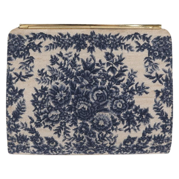 BALLY Chain Shoulder Bag Canvas Navy Gold Auth BA10088