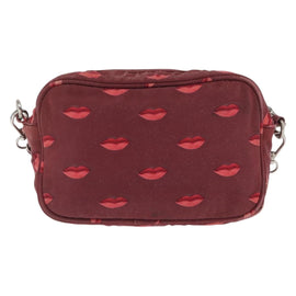 PRADA Chain Shoulder Bag Nylon Bordeaux Silver Auth BA10089 - 0