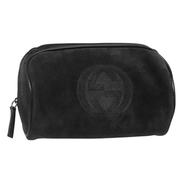 GUCCI Pouch Suede Gray Auth BA1009