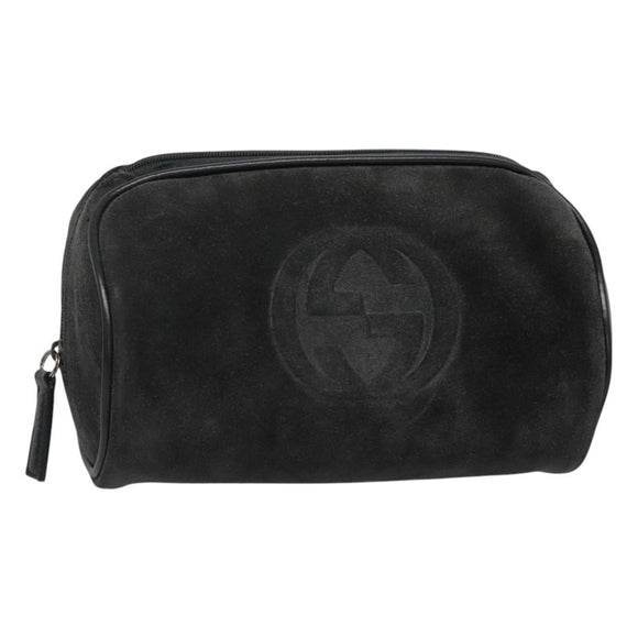 GUCCI Pouch Suede Gray Auth BA1009