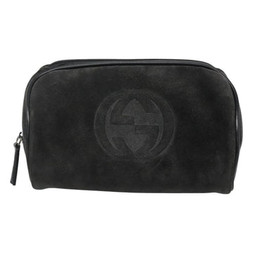 GUCCI Pouch Suede Gray Auth BA1009 - 0