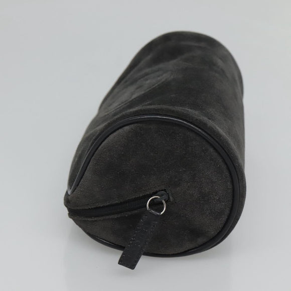 GUCCI Pouch Suede Gray Auth BA1009
