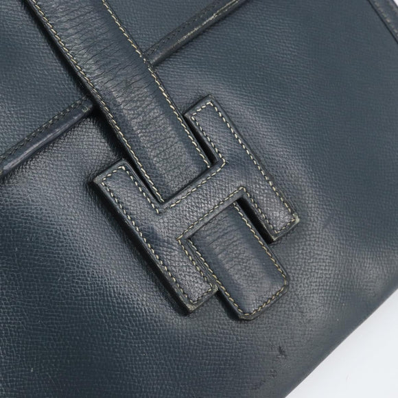 HERMES Clutch Tas Leer Navy Auth BA10093