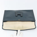 HERMES Clutch Bag Leather Navy Auth BA10093-10