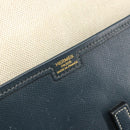HERMES Clutch Tas Leer Navy Auth BA10093-17
