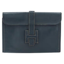 HERMES Clutch Bag Leather Navy Auth BA10093-13