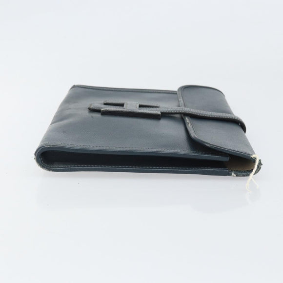 HERMES Clutch Bag Leather Navy Auth BA10093
