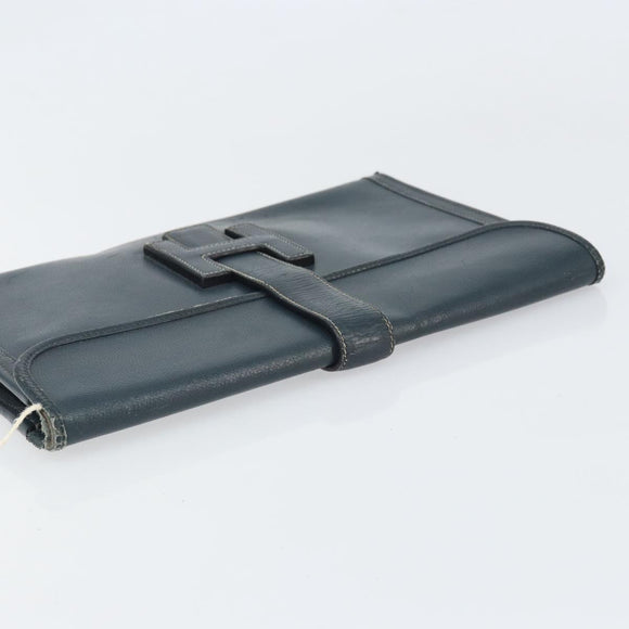 HERMES Clutch Tas Leer Navy Auth BA10093