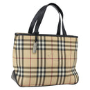 BURBERRY Nova Check Hand Bag PVC Beige Auth BA10104-1