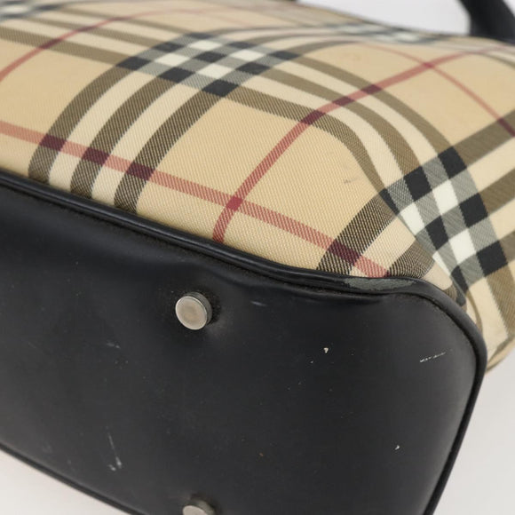 BURBERRY Nova Check Hand Bag PVC Beige Auth BA10104