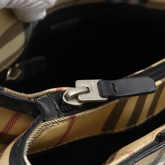 BURBERRY Nova Check Hand Bag PVC Beige Auth BA10104