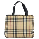 BURBERRY Nova Check Hand Bag PVC Beige Auth BA10104-2